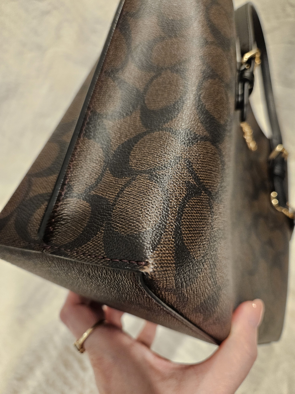 Coach Mollie 25 Tote Bag In Dark Brown Signature Canvas - Picture 7 of 12